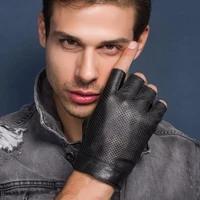 highshine mens fingerless thin leather driving gloves lamnskin unlined soft half finger gloves