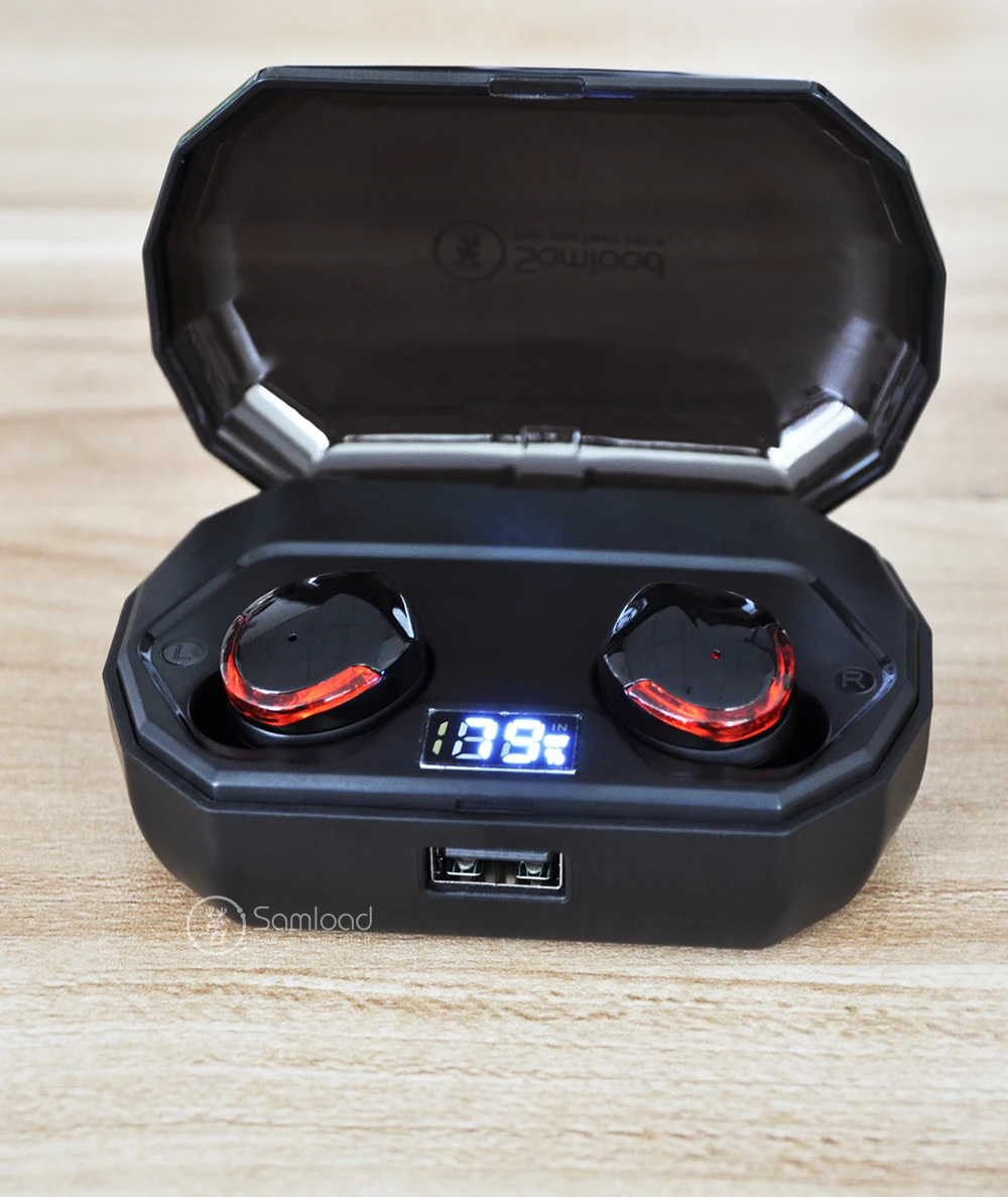 Samload Bluetooth 5,0 наушники настоящие беспроводные стерео Встроенный микрофон в ухо наушник с 2000 мАч зарядная коробка для iOS Android телефон