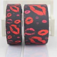 sexy red lip printed grosgrain ribbon black diy headwear ribbon and bow garment accessories 16mm 22mm 25mm 38mm 57mm 75mm