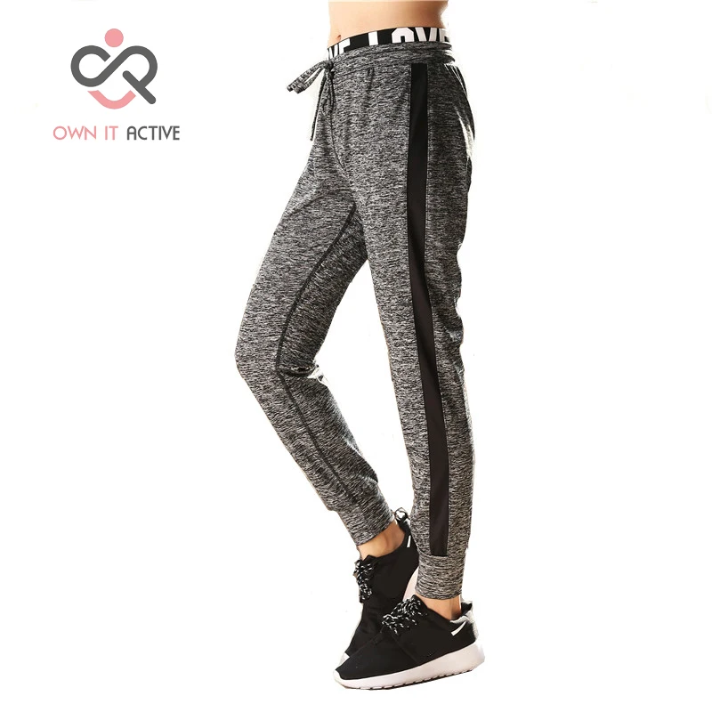 Спортивные штаны женские свободные для фитнеса бега с высокой талией эластичные