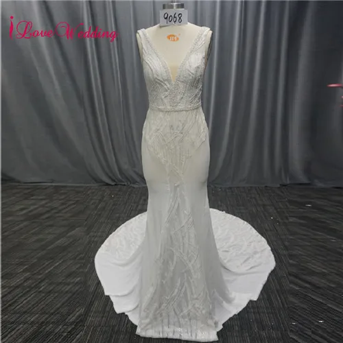 Vestido de Noiva богемное свадебное Красивая Русалка платье сексуальный v-образный