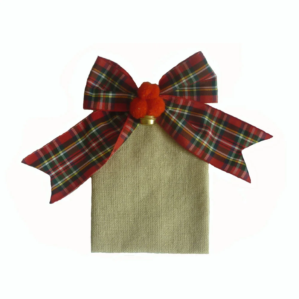 4 шт. Льняная сумка для посуды с бантиком рождественские украшения