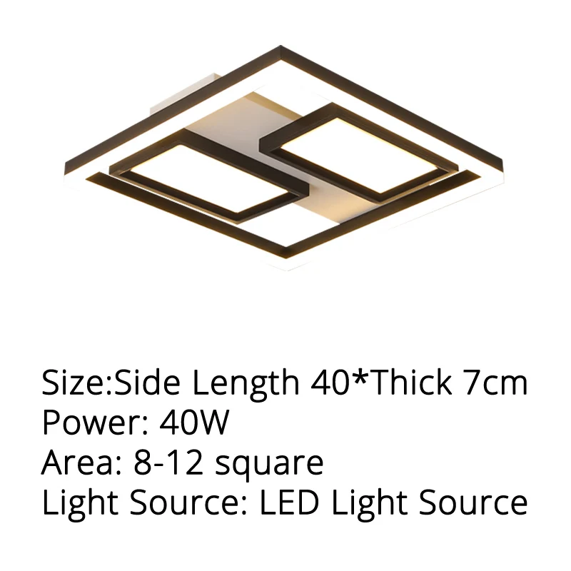 square 40x40x7cm Светодиодный потолочный светильник на поверхности, современный светодиодный потолочный светильник для гостиной, спальни - Цвет корпуса: square 40x40x7cm