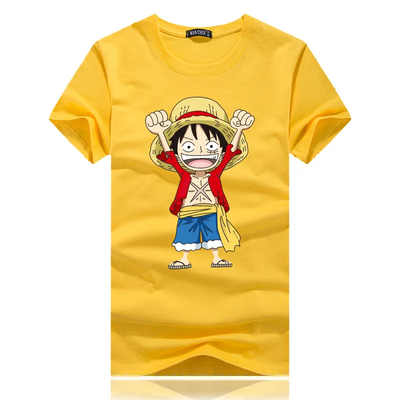 Мужская модная футболка с мультипликационным принтом One Piece Luffy мужская