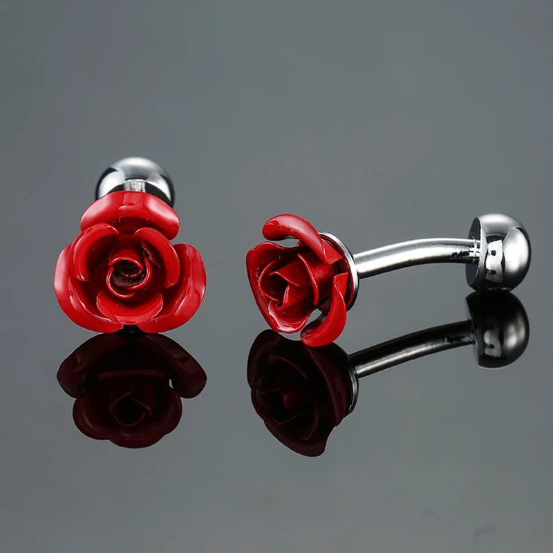 

DY The new high quality gifts on Valentine's red rose Cufflinks fashion Men's French shirt Cufflink free shipping