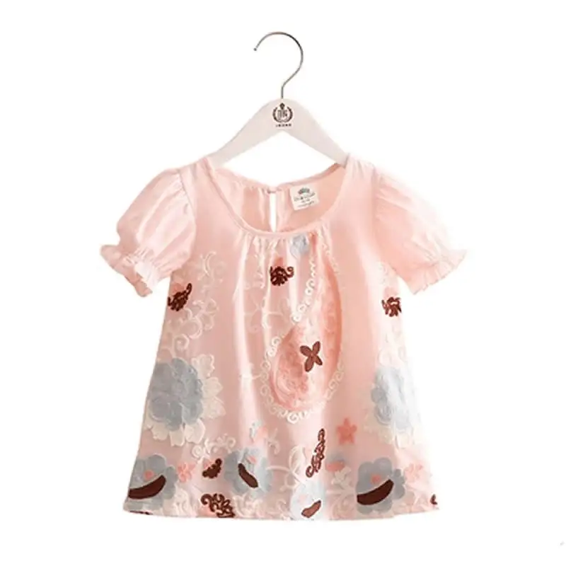 Летняя блузка для маленьких девочек кружевная рубашка с пышными рукавами