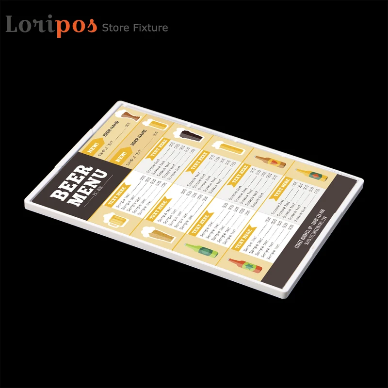 A4/A5/A6 POP Billboard White Menu Stand Plastic Photo Frame Stand T L Shap Can be Upright Transverse Wall Mounted Sign Holder
