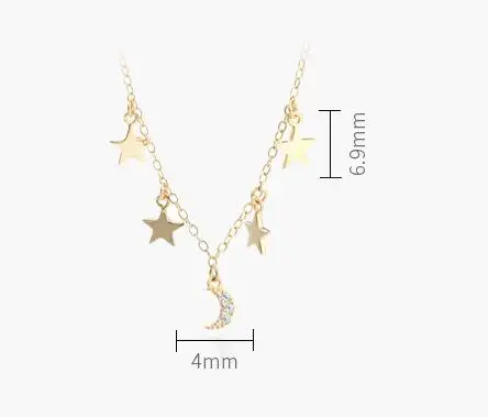 

925 Sterling Silver Fashion Choker Necklace minimal CZ Moon Delicate Chain Gold Women Elegant Simple charm Star Necklace Jewelry
