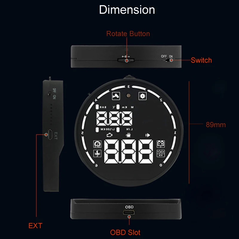 Junsun Universal Car HUD Head Up Display OBD2 Overspeed Warning System Projector GPS Speedometer Alarm For All Vehicle | Автомобили и