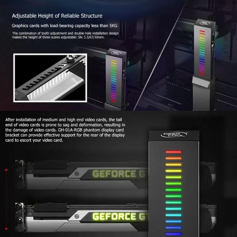 GH-01A-RGB видеокарта Jack кронштейн Настольный видеокарта компаньон для материнской платы с 3 pin 5V A-RGB программируемая функция
