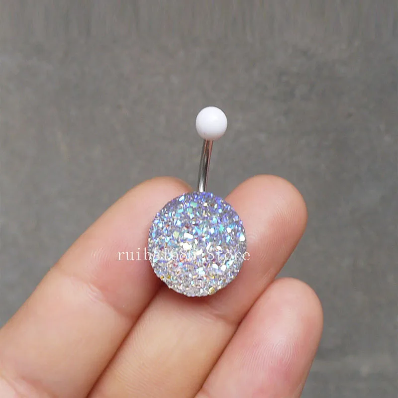 2pcs Handmade Sparkling belly ring bling button Navel Piercing |