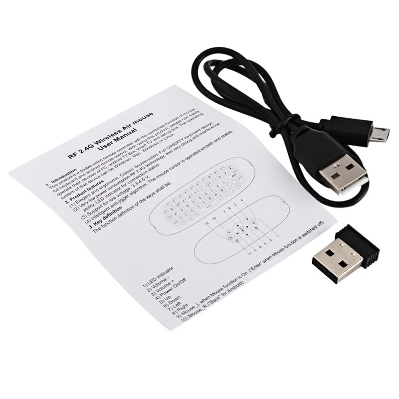 2,4 ГГц беспроводной гироскоп Fly Air mouse игровая клавиатура Android пульт дистанционного управления перезаряжаемая клавиатура для Smart tv Box ноутбука ПК