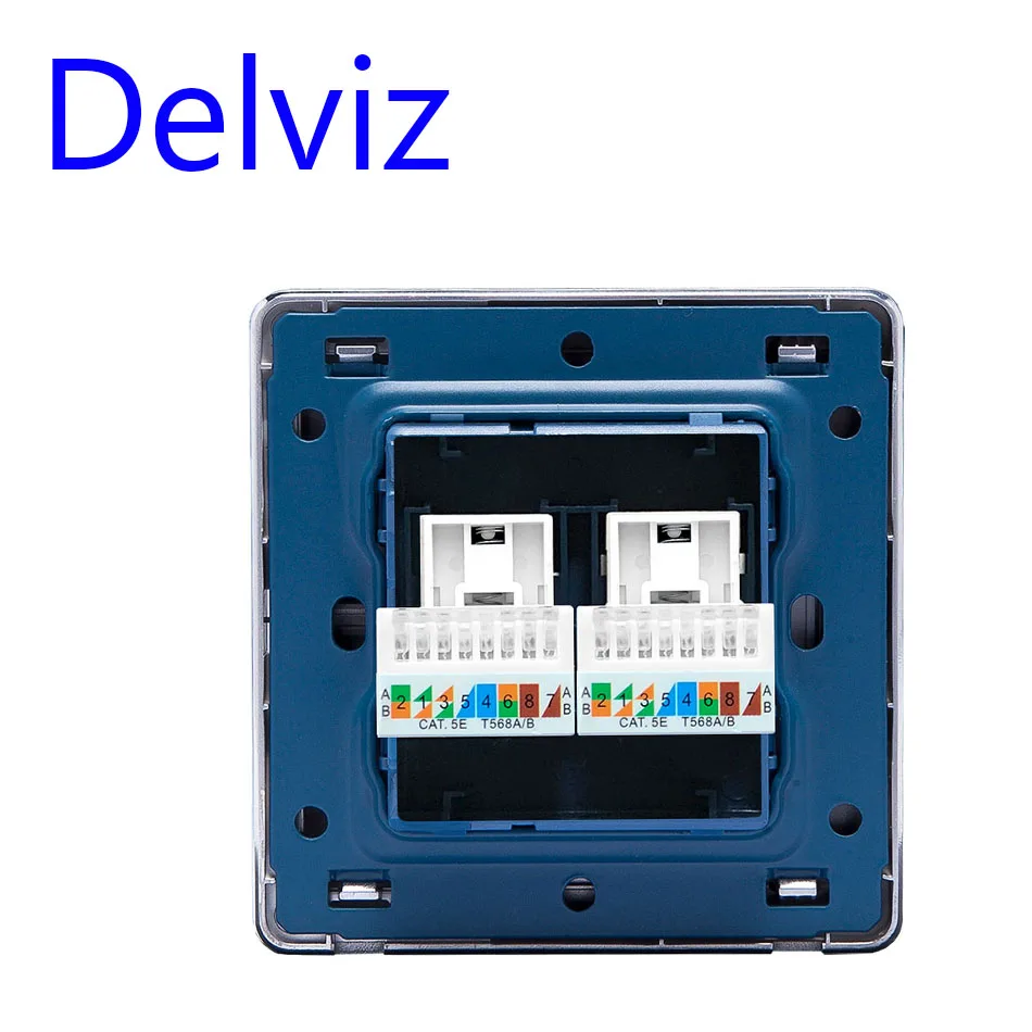 RJ45 розетка настенная компьютерная панель, CAT5E сетевой модуль, двойной разъем rj45, кристальная стеклянная панель кабель 2 порта сетевой интерфейс розетка