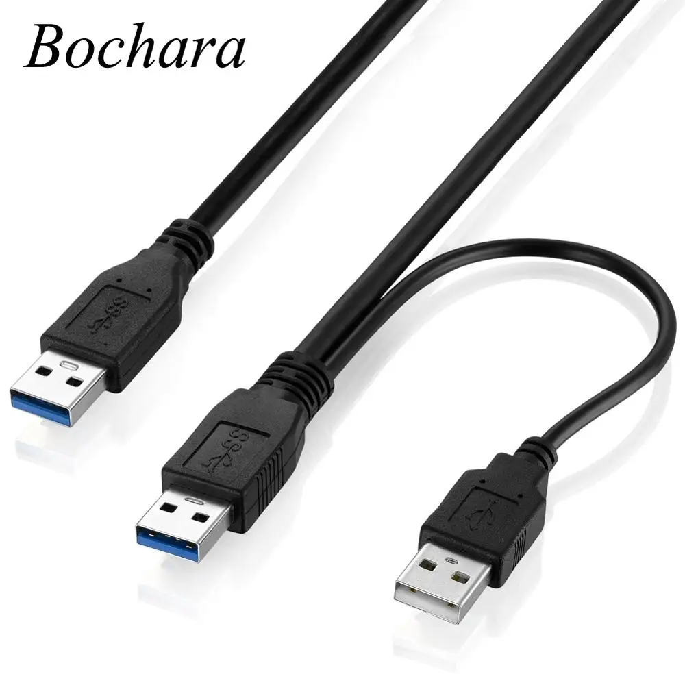 Bochara USB 3,0 тип A+ USB источник питания для USB 3,0 тип A Мужской USB 3,0 кабель для передачи данных из фольги+ Плетеный экранированный для HDD