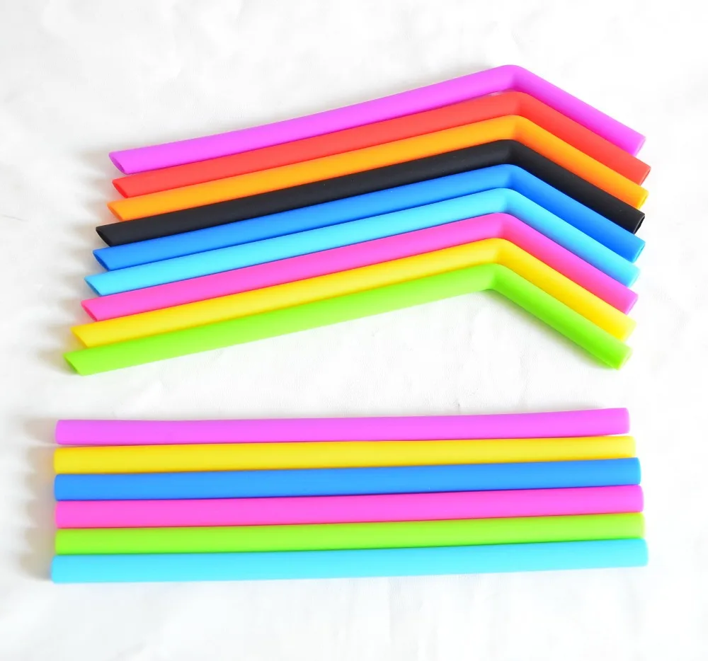 FDA 25CM Reusable Silicone Drinking Straws for Home Party Bar Accessories 10 Inch Long Flexible Replacement | Дом и сад