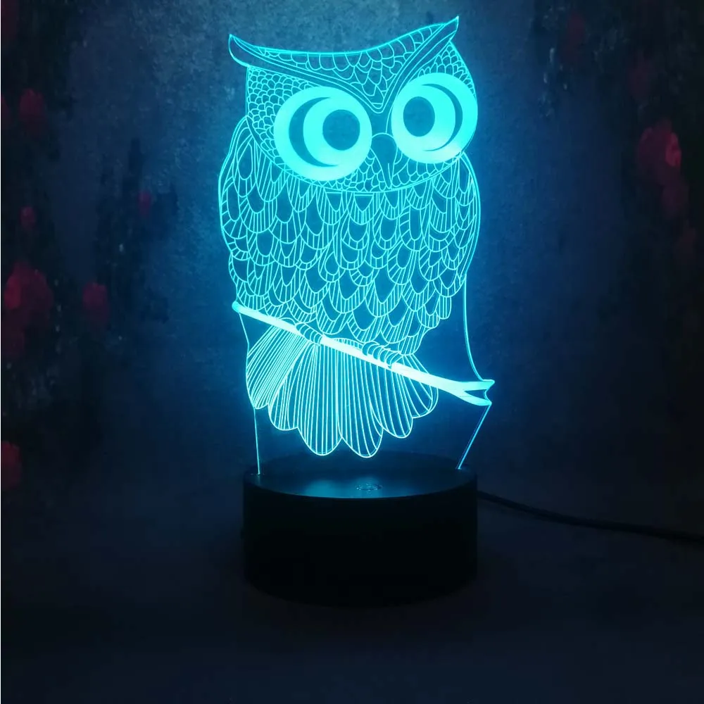 Лучшая продажа 3D LED настольная лампа ночник Сова RC пульт дистанционного