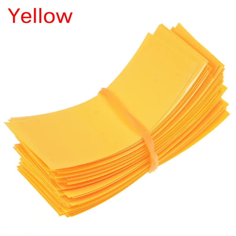 yellow 100 шт Li-Ion 18650 обёрточная бумага для аккумулятора ПВХ термоусадочные трубки Precut 8 цветов на выбор Размер 72*18,5 мм пленка для аккумулятора - Цвет: yellow
