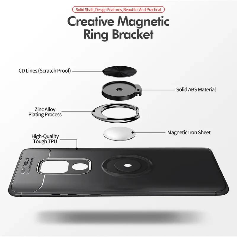Чехол для телефона Huawei Mate 20X магнитный металлический кольцевой держатель мягкий