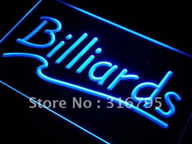 

i266 Billiards Pool Room Bar LED Neon Light Light Signs On/Off Switch 20+ Colors 5 Sizes