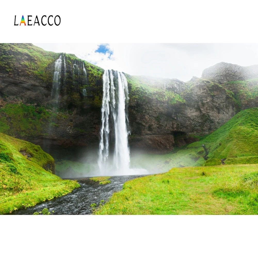 Laeacco водопад горы река природа фон для фотосъемки индивидуальные виниловые