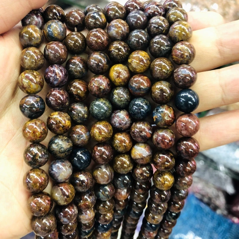 

Genuine African Pietersite Gem stone Grade AA Blue Brown Multi Pietersite 6mm 8mm 10mm 12mm Round Loose Beads 15"Full Strand