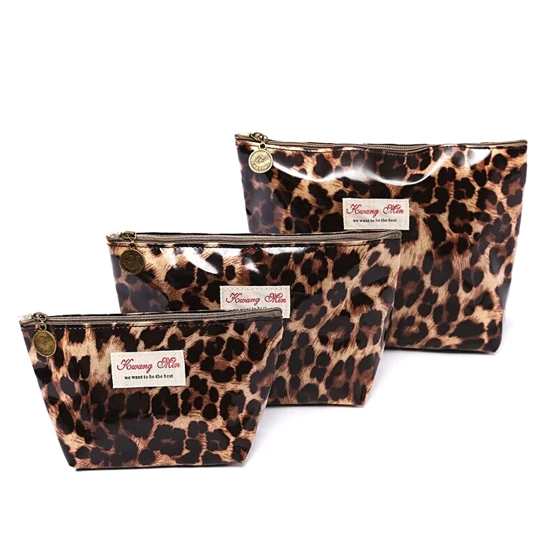 Fashion Leopard Clutch Waterproof Cases Cosmetic Bags Women Zipper Makeup Bags Organizer Make Up New Arrival Handbags Traveling