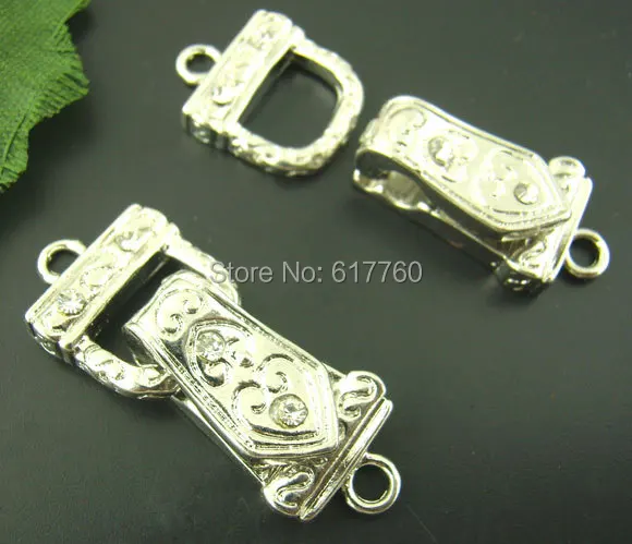 

Free shipping -10Sets Silver Rhinestone Magnetic Clasps 30x13mm E01313