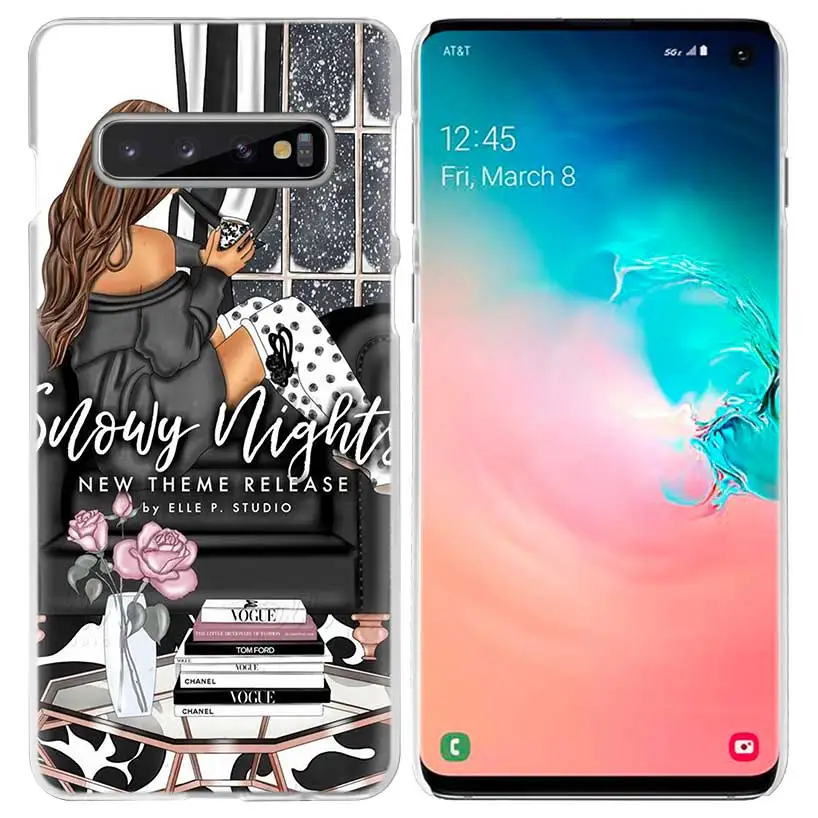 02 Vogue Девушка поход по магазинам чехол для samsung Galaxy S10 5G S10e S9 S8 M30 M20 M10 J4 J6 плюс J8 Note 8 9 прозрачный жесткий чехол из ПК для телефона - Цвет: 02