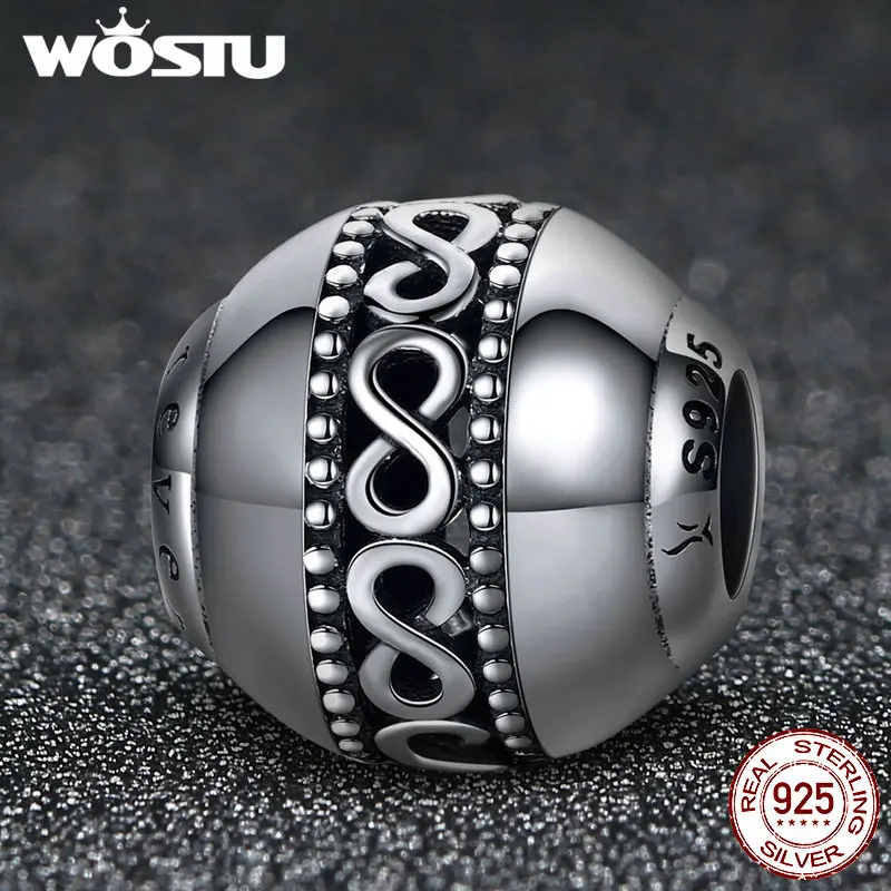 WOSTU, лидер продаж, 925 пробы, серебряные бусины Forever& Infinite Love, подходят к оригиналу, WST, браслет, сделай сам, ювелирный подарок, CQC175