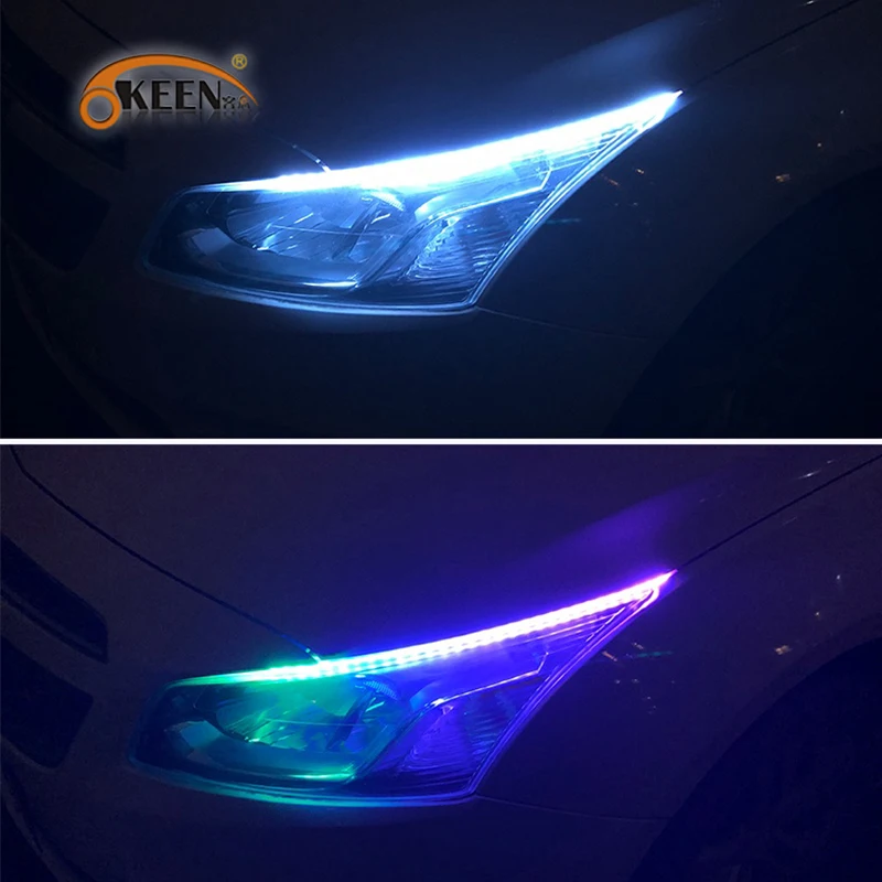 OKEEN стайлинга автомобилей Светодиодный дневные ходовые огни RGB светильник с