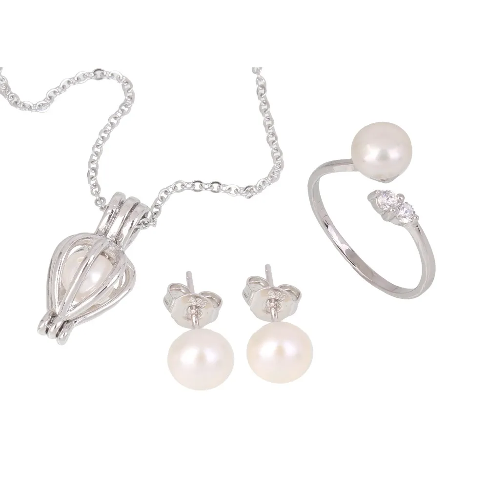 Набор ювелирных изделий из натурального пресноводного жемчуга вакуумная