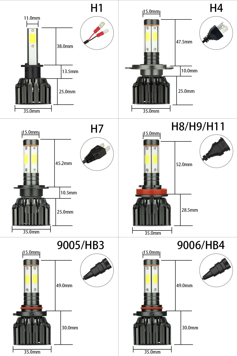 Zdatt H7 светодиодный H4 светодиодный H11 HB3 9005 9006 9007 H13 светодиодный 12000Lm Автомобильный свет лампы Canbus 100 Вт светодиодные фары 12V светодиодные лампы авто 3000K 6000K 8000K