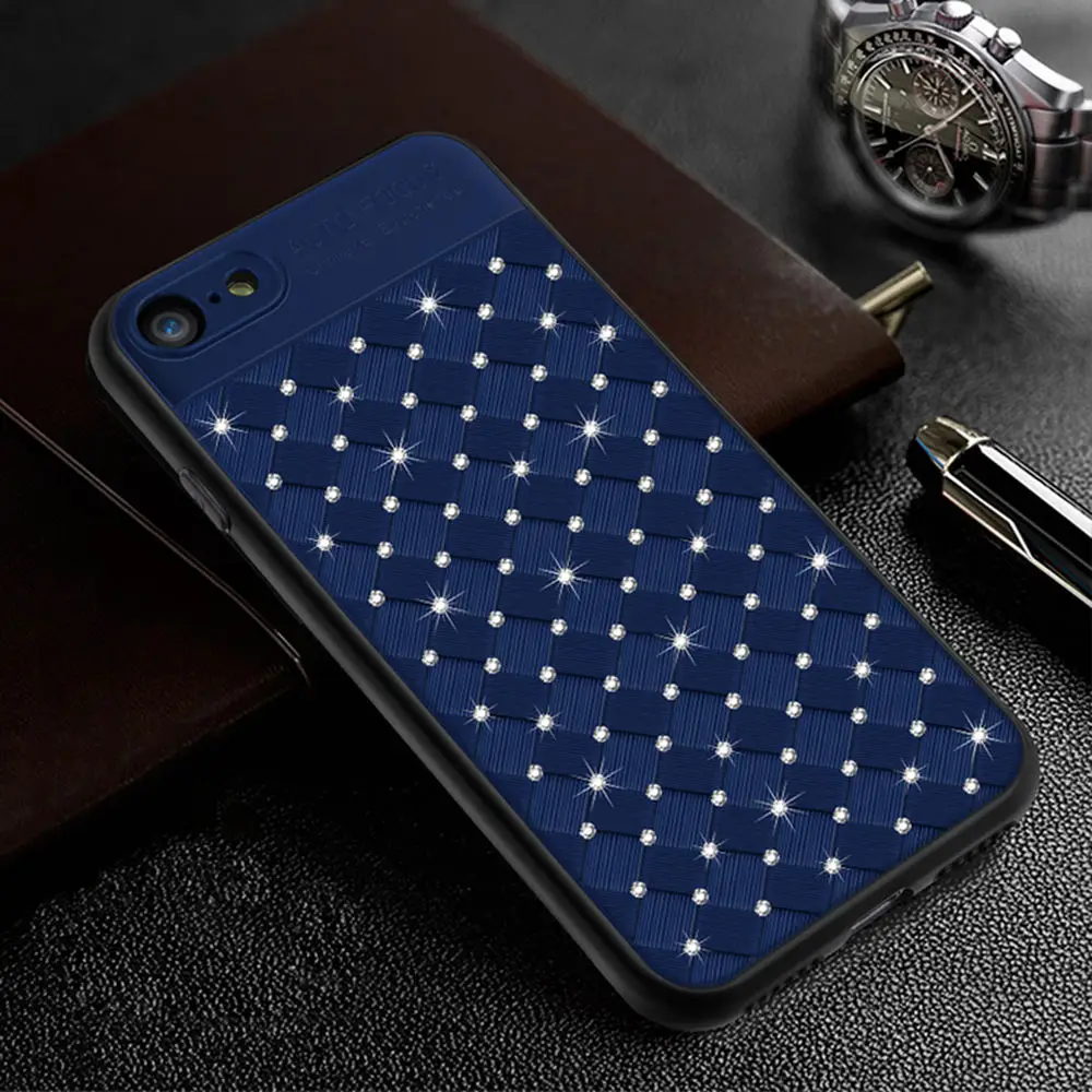 IMIDO Роскошная решетка тканый чехол для телефона Apple iPhone 7 Plus Блестящий Алмаз PC + TPU
