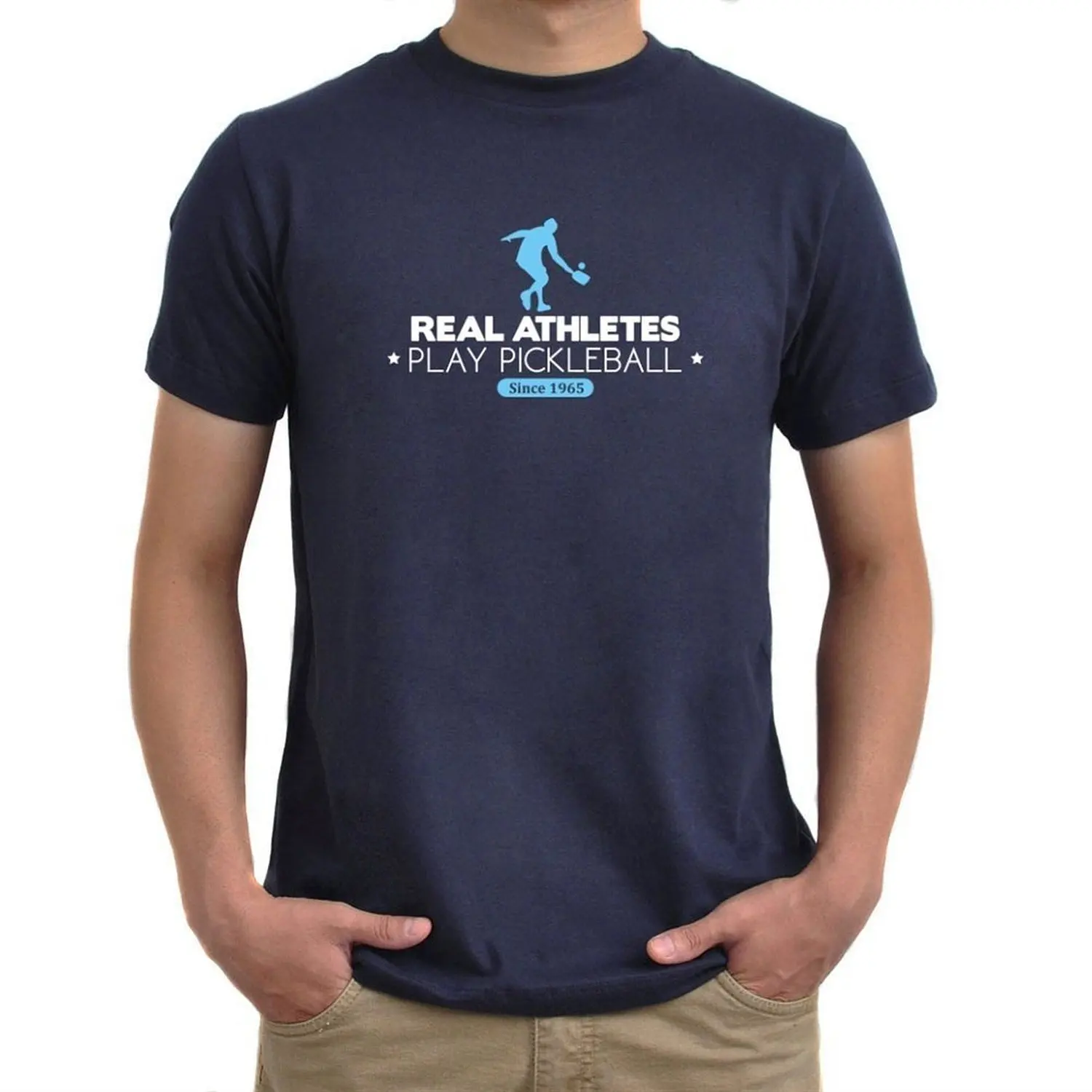 

New Printed T Shirts Short Sleeve Hipster Tee Men's T-Shirt Real athletes play pickleballer since 1965 Short Sleeve