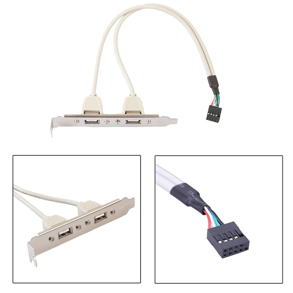 2 порта USB 0 мама до 9 Pin Материнская плата заголовок кабель адаптер 30 см 28AWG медь