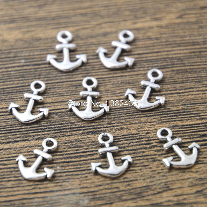 

60 шт -- мини якорь амулеты серебристого оттенка Очаровательные Подвески якорь 10x13mm