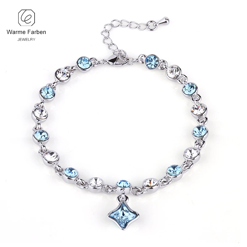 Браслеты Warme Farben с кристаллами Swarovski для женщин подвеска в виде четырехлистного