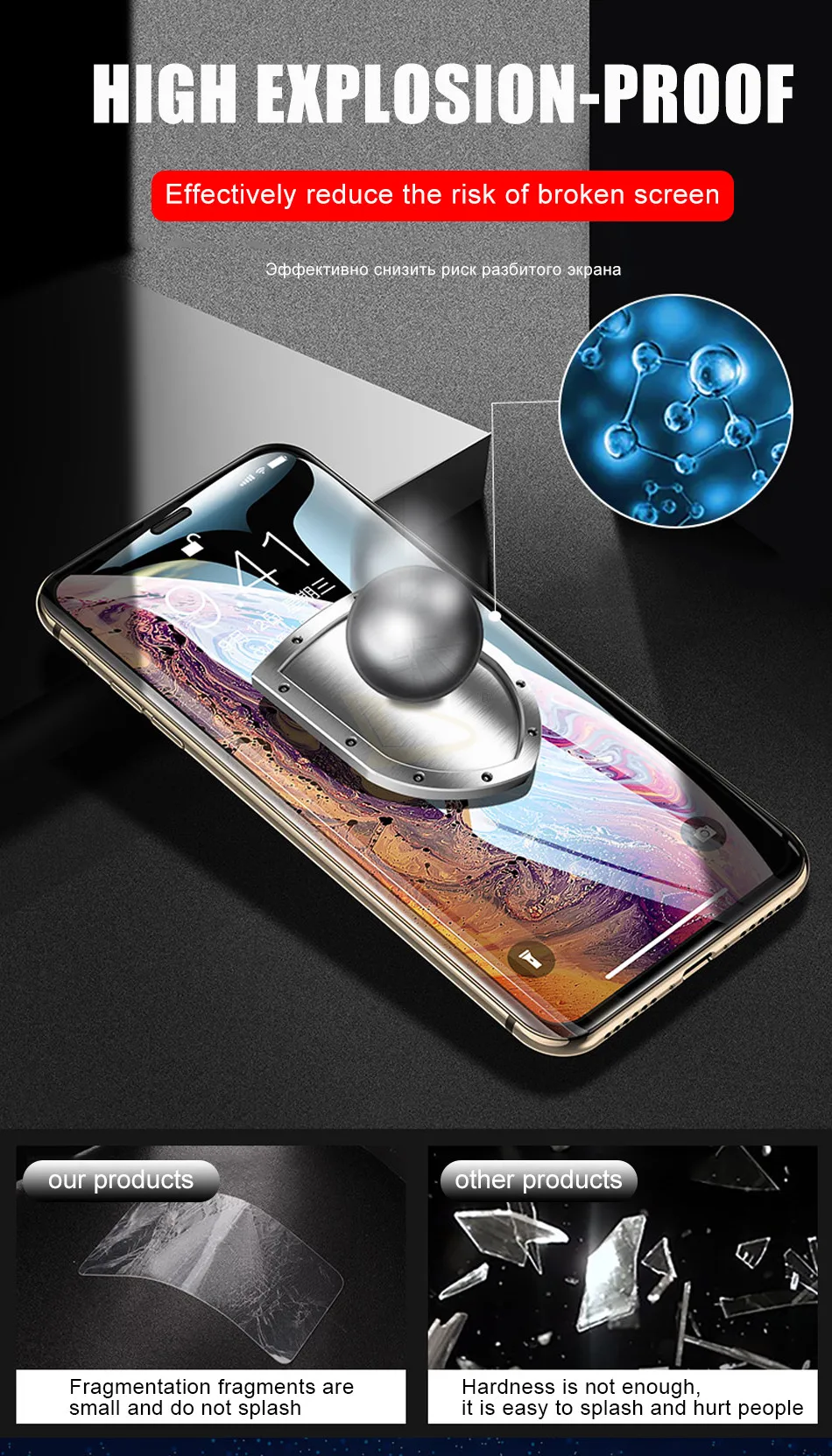 100D полное покрытие Защитная стеклянная пленка для iphone X Xr Xs Max 7 8 Защита экрана для iphone 7 8 6 6s PLus закаленное стекло
