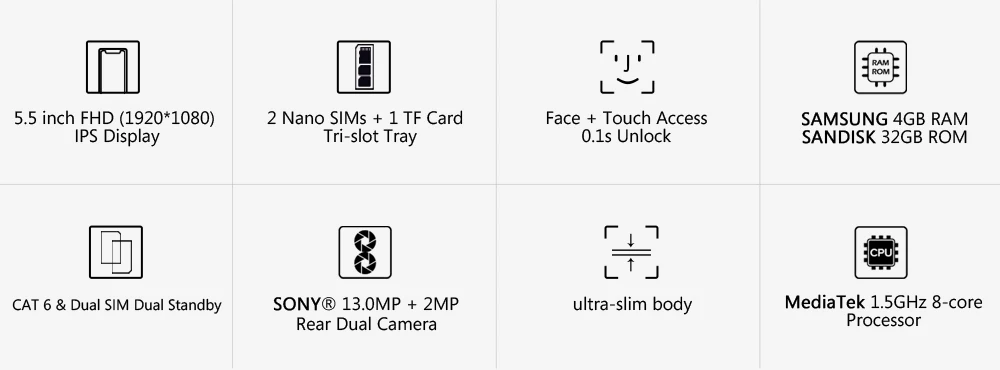 LEAGOO T8s 5,5 ''FHD Incell экран мобильный телефон Android 8,1 MTK6750T Восьмиядерный 4 ГБ 32 ГБ 13 МП Двойная камера Face ID 4G смартфон