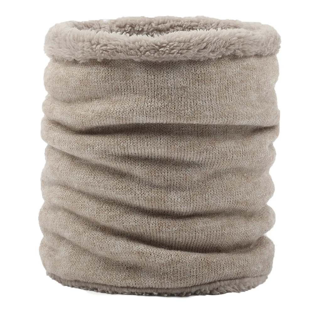 Однотонные вязаные шарфы бесконечности с бархатом внутри женский зимний