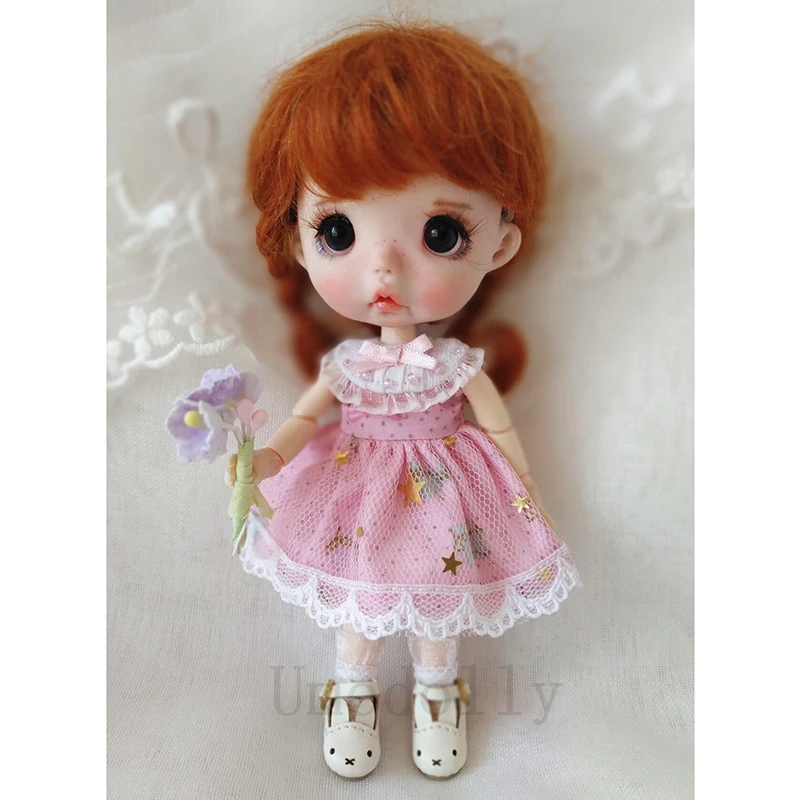 1 шт. милое Розовое Кружевное мини платье OB11 для кукол obitsu 11 1/8 BJD аксессуары