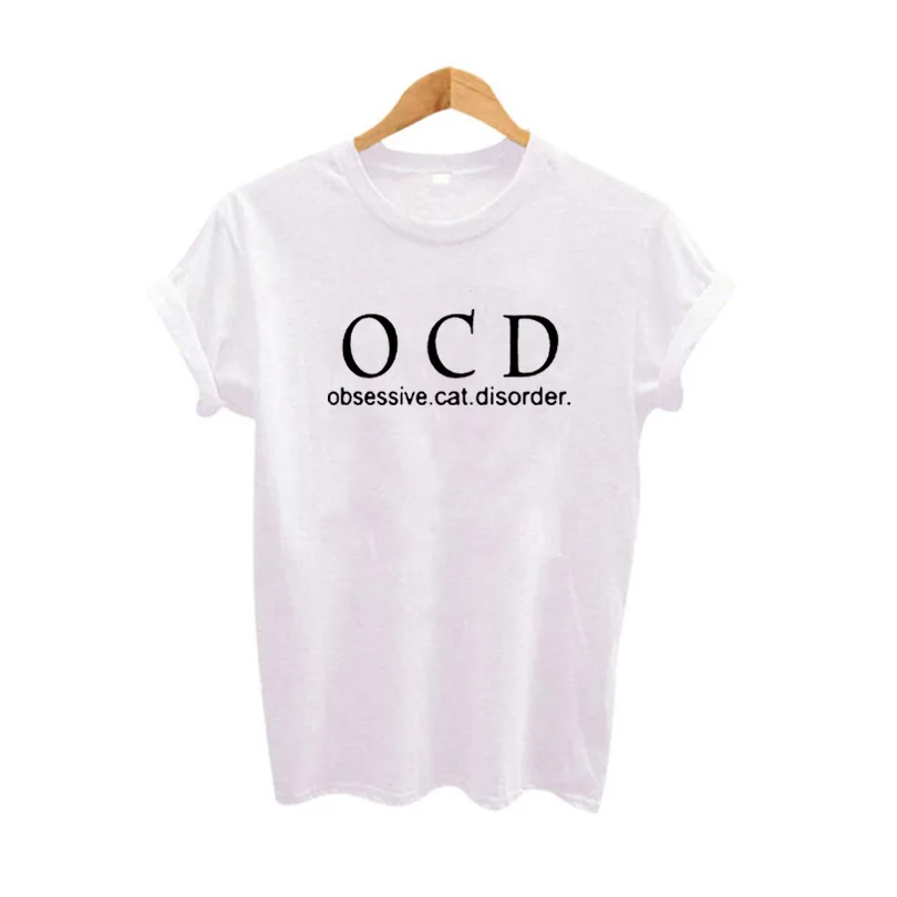 Женская футболка с надписью love OCD черно-белая хипстерская Футболка принтом