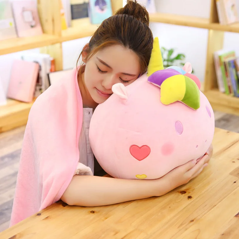 Подушка Единорог Одеяло Kawaii теплее звезда плюшевая подушка нордическая Детская