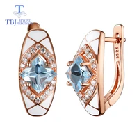 tbjnew design sky blue topaz earring natural square 6 0mm gemstone in 925 sterling silver fine jewelry for women as gift box