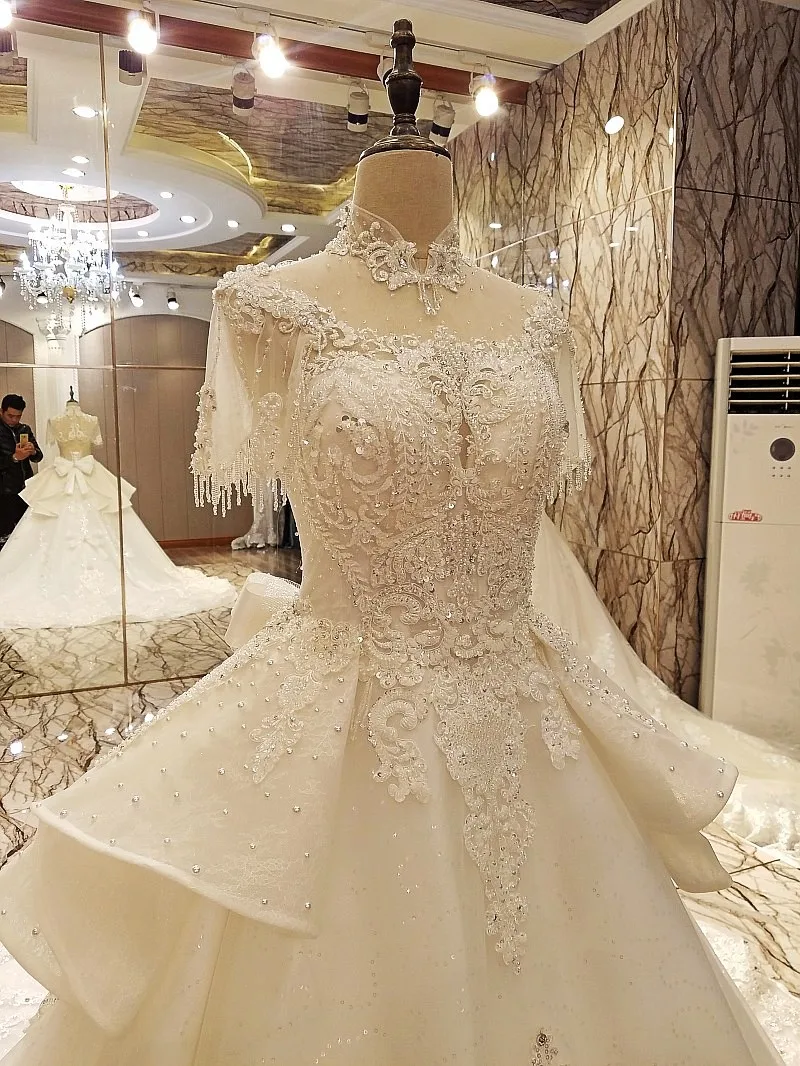 LS75608 свадебное платье с рукавами2018 зашнуруйте открытую спинку курткой коротким