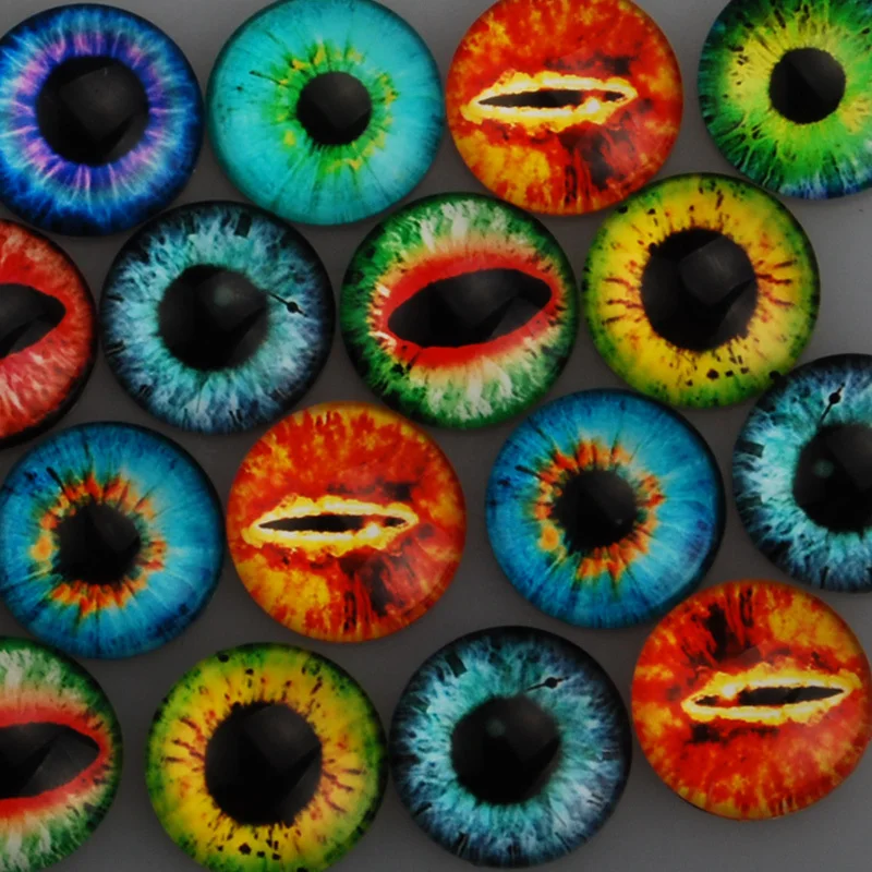 

20 mm Photo Glass Cabochons Art Cameo Set Handmade Bases Settings Dragon Eye Pattern 20 pcs/lot, 6 mm Thickness-C4735