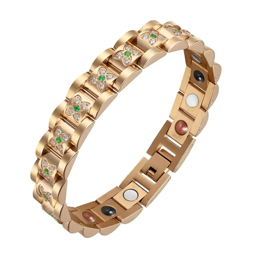 Moocare женский браслет из нержавеющей стали циркониевый розовое золото магнетита