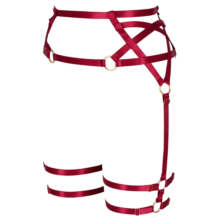 MLCP0009WineRed Красный для тела жгут бюстгалтер на бретельках эластичные пояса с резинками Harajuku в стиле «панк» с вырезами в виде пентаграммы сексуальное нижнее белье бондаж ночные клубы рейв - Цвет: MLCP0009WineRed