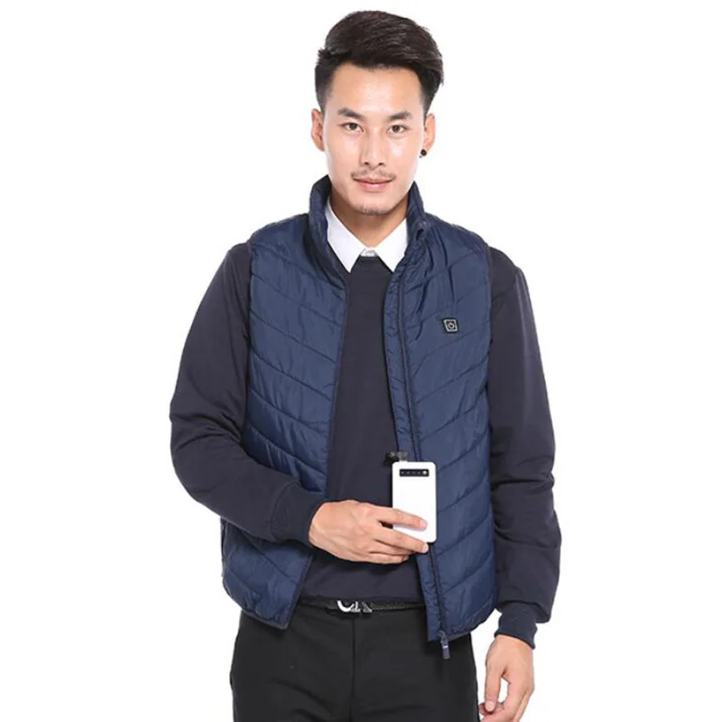 Мужской теплый однотонный жилет с USB подогревом зимний без рукавов | Мужская