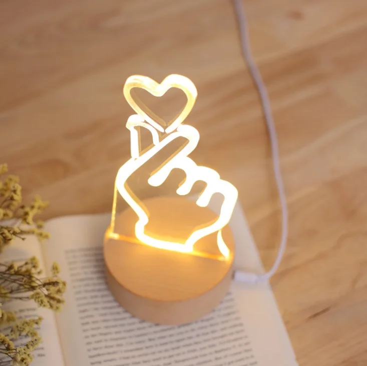 Горячая Распродажа настольная лампа 3D Love Gesture для светодиодного фестиваля